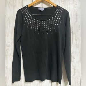 Laura Scott Black Sweater with Silver Accents Size M